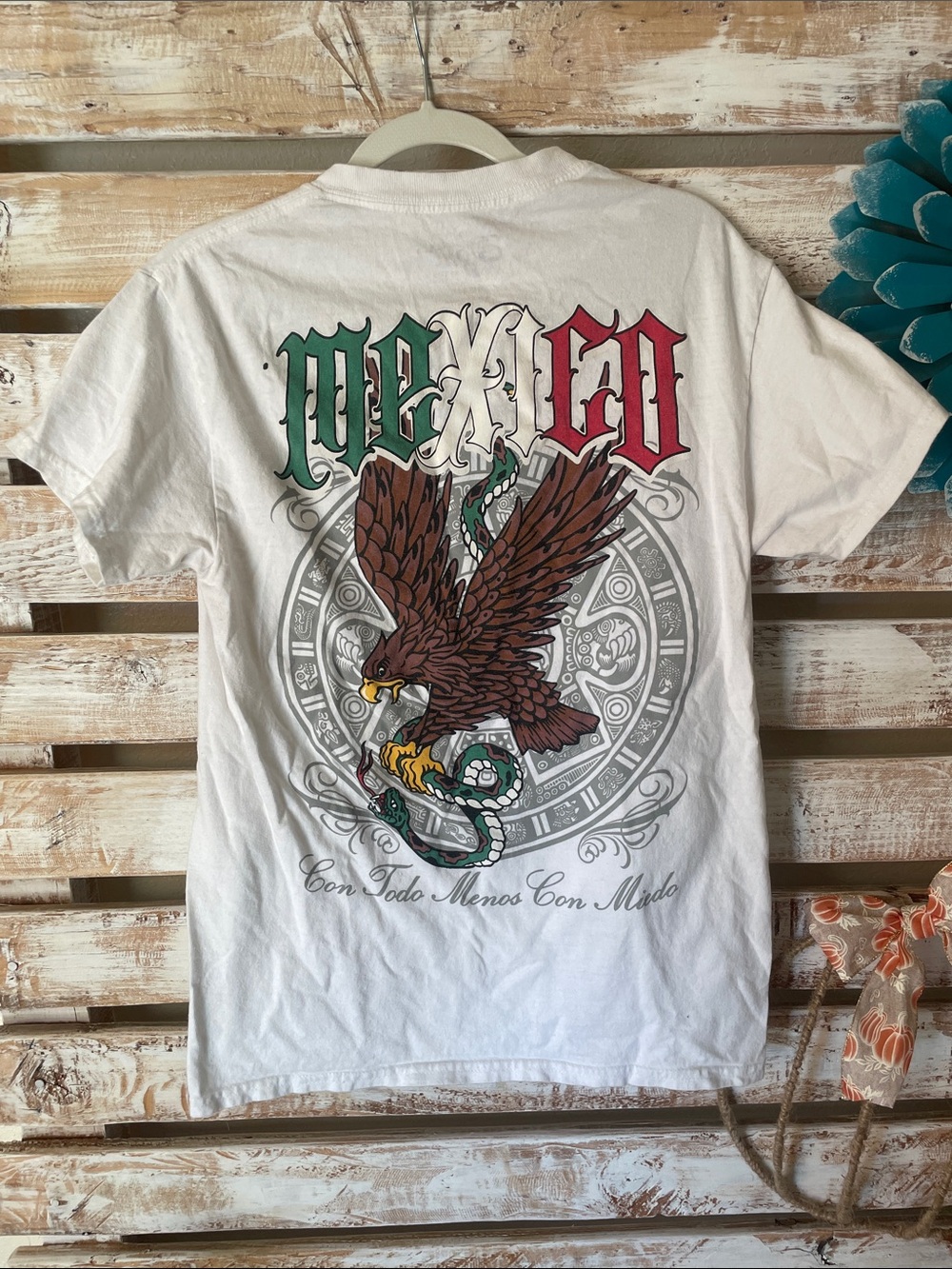 Mexico Eagle Graphic Short Sleeve Tee - White Size Small